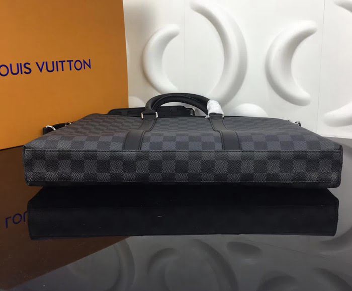 路易威登LV頂級原單 N40024 Anton公事包 Damier Graphite塗層帆布 牛皮鑲飾 YDH1788